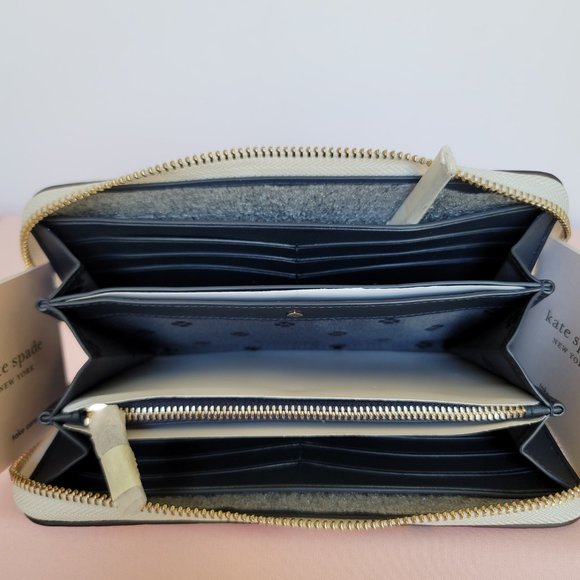 KATE SPADE Spencer Summer Flower Embossed Zip-around Continental Wallet-Cream ⭐ - Picture 12 of 16